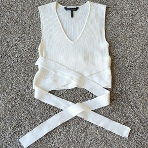 BCBGMaxAzria Knit Wrap Tank - Ivory S